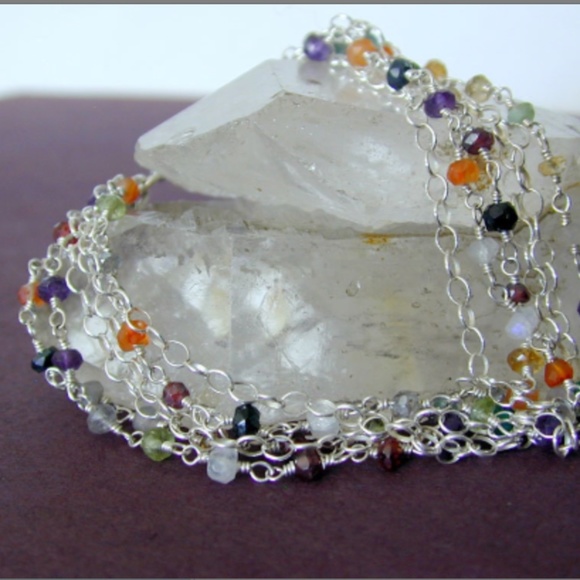 Multi-Colored Citrine Faceted Vermeil Chain Sterling Silver Chain Bracelet - Picture 1 of 3